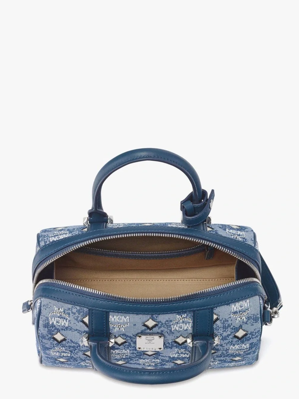 MCM Boston Bag Small Denim Visetos New